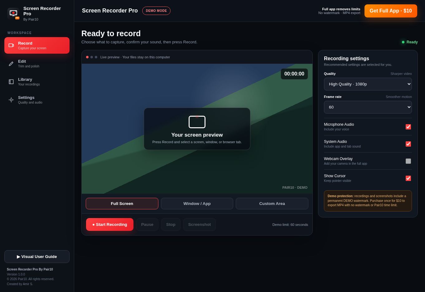 High-resolution Screen Recorder Pro app screen