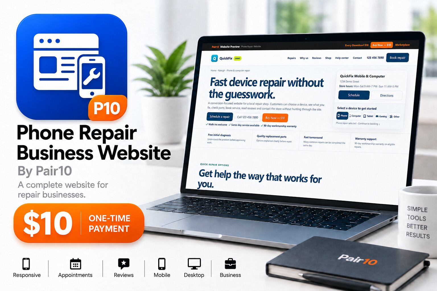 Phone Repair Business Website By Pair10 thumbnail